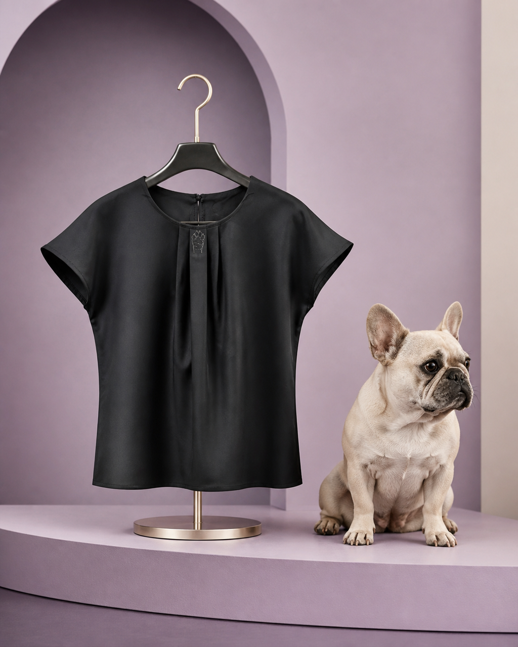 Blusa donna nera con zampetta di Ettore