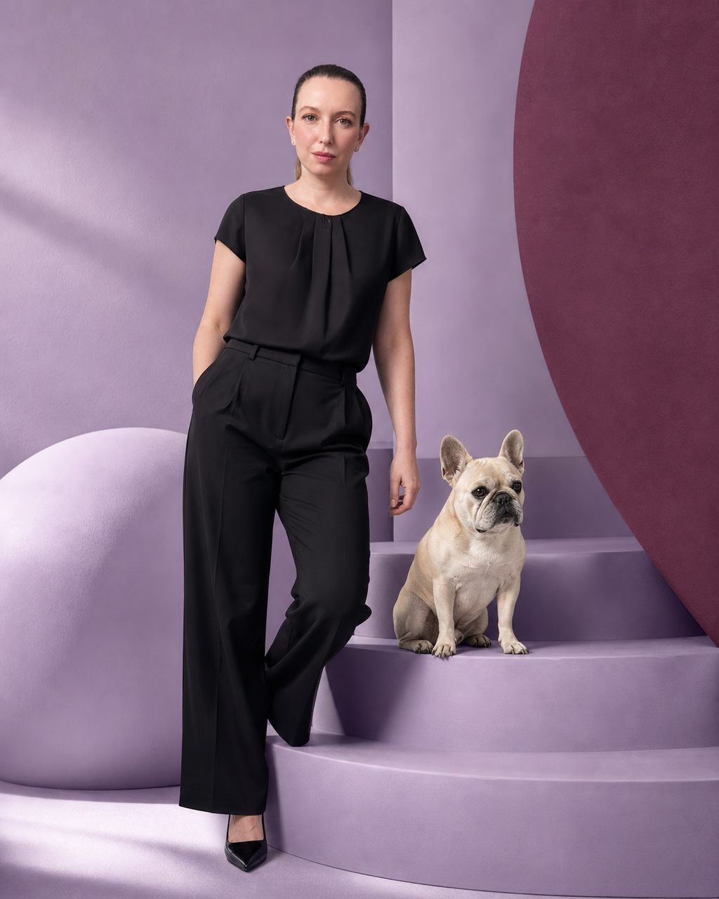 Blusa donna nera con zampetta di Ettore