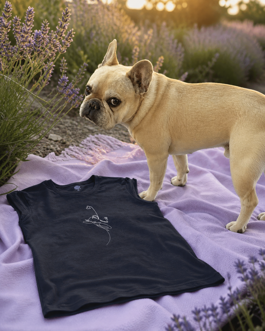 T-shirt nera in cotone con manica raccolta - linea cuore