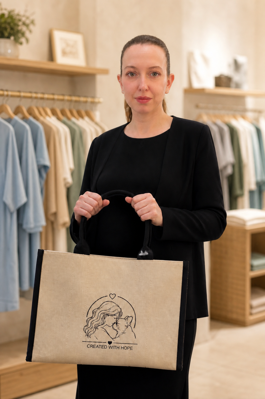 Borsa - Tote Bag Large “Created with Hope”