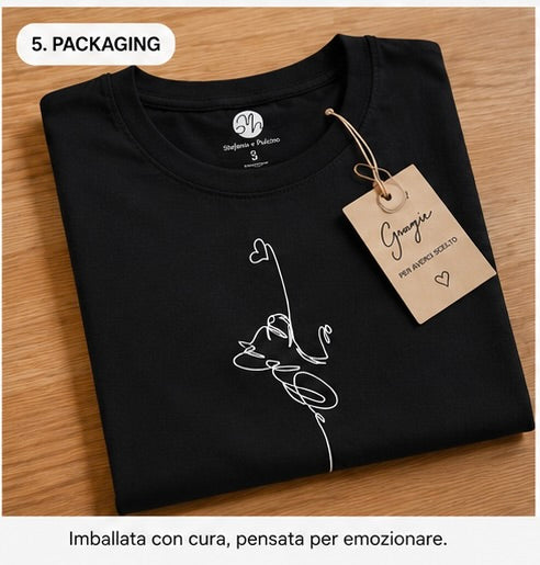 T-shirt Ettore Nera – Linea del Cuore  💜