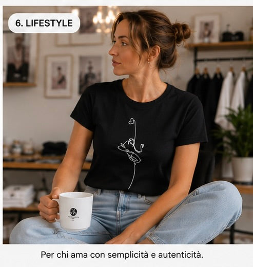 T-shirt Ettore Nera – Linea del Cuore  💜