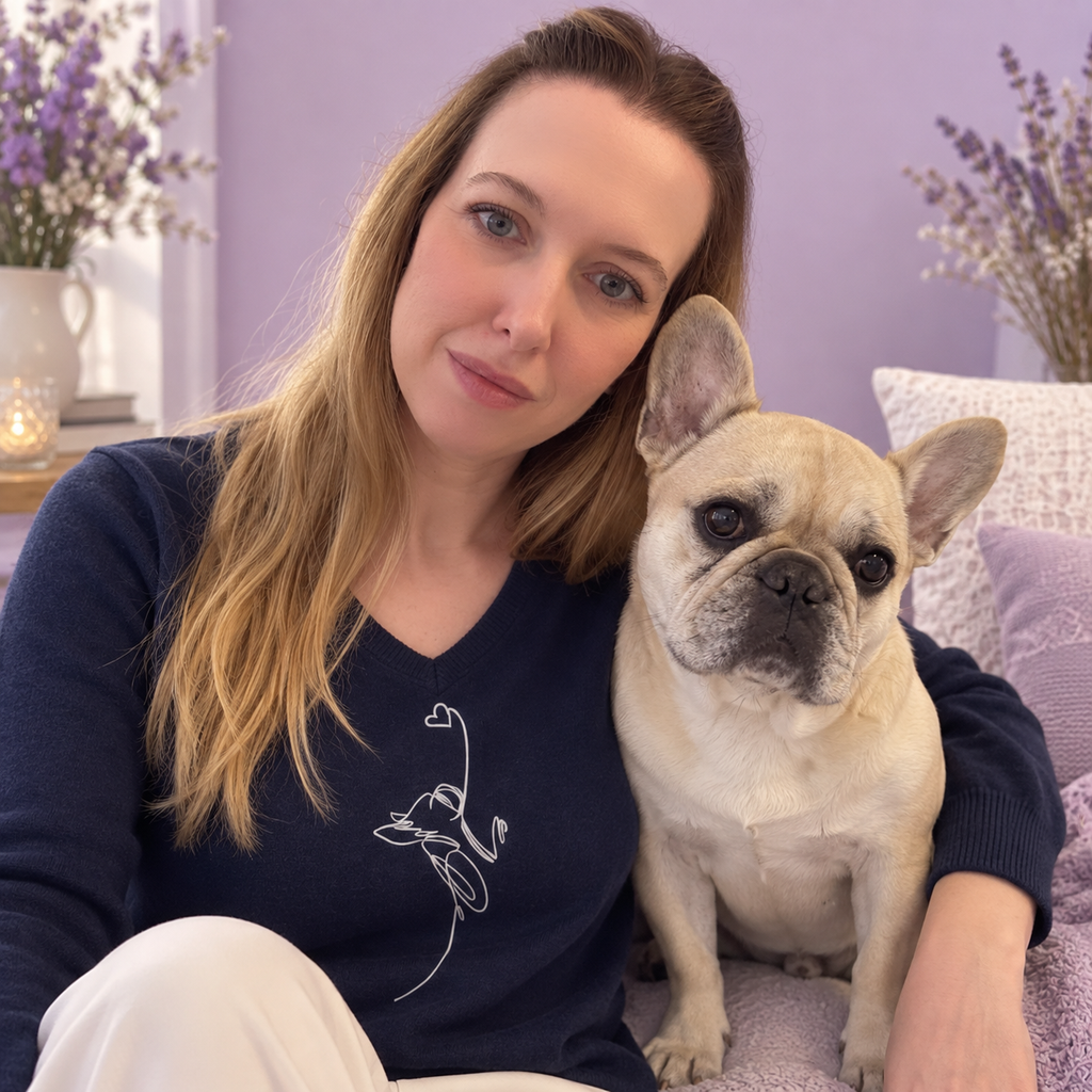 Maglioncino con collo a V blu navy – Linea Cuore