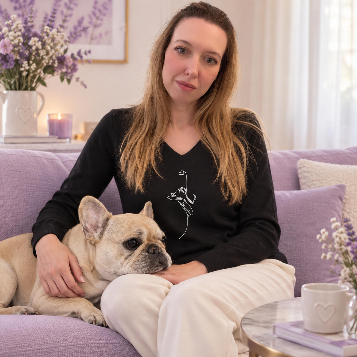 Maglioncino con collo a V nero – Linea Cuore