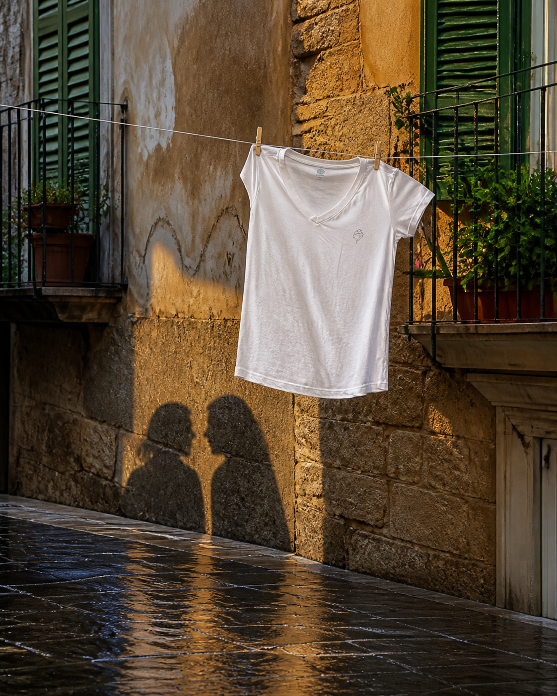 T-shirt bianca con scollo ampio  a V – Zampetta