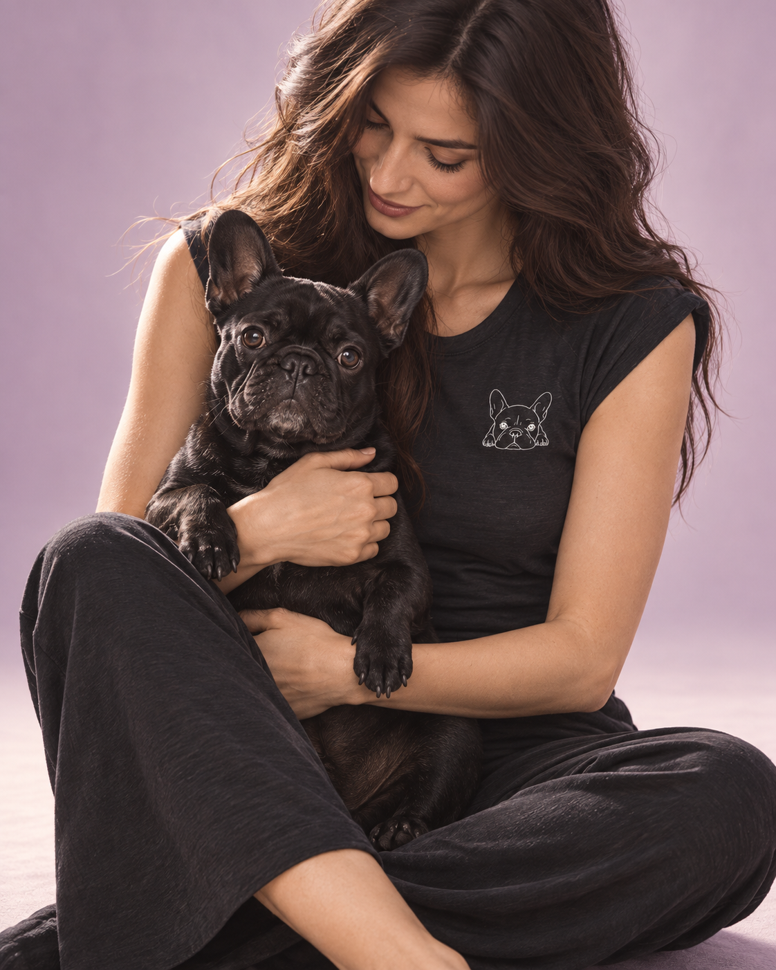 T-shirt donna nera in cotone linea Pulcino