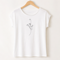 T-shirt bianca girocollo ampio “Linea cuore” in cotone organico