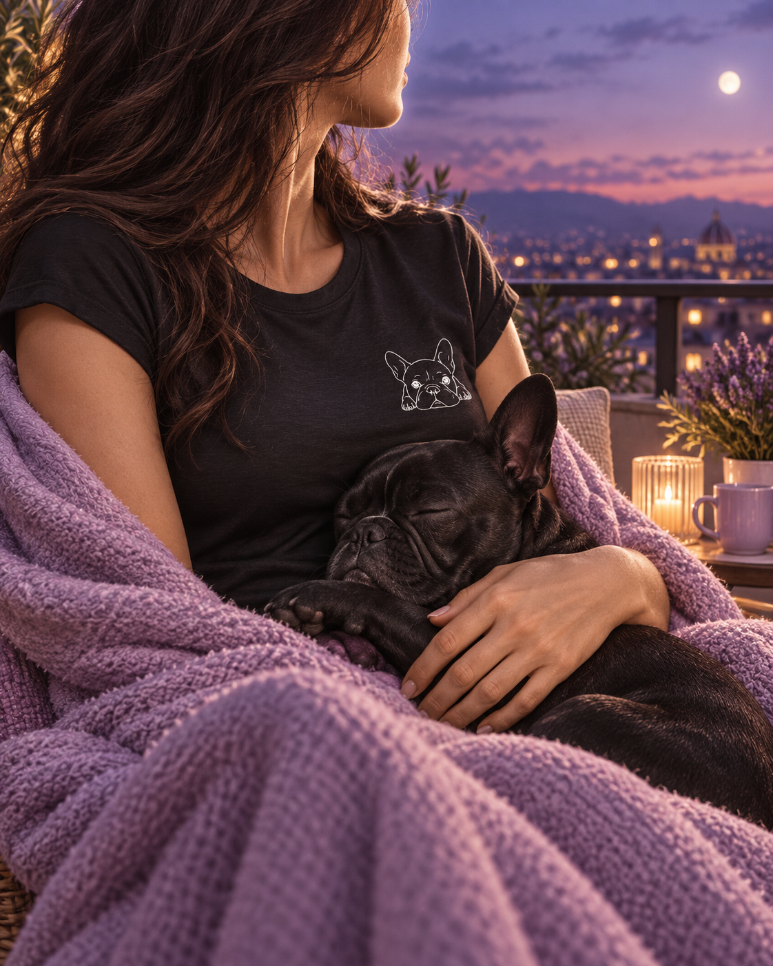 T-shirt donna nera in cotone linea Pulcino
